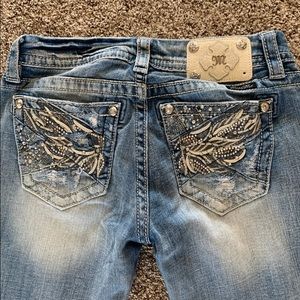 Miss Me bling jeans size 27 x 31 distressed hole